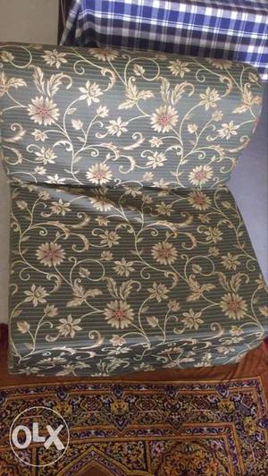 Gray And Brown Floral Printed Futon