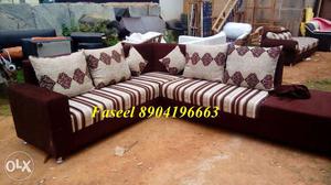 HY22 corner design sofa set branded fabric douple color