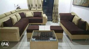 L-Shape Sofa A bench A center Table 2 puffies And