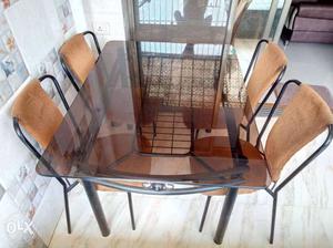 Metallic Dining Table with 4 Chairs