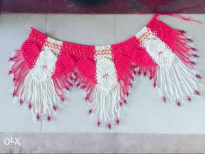 Pink And White Knitted Decoration