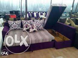 Purple And White Striped Bed