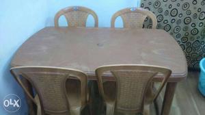 Rectangular Brown Plastic Dining Table Set