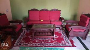 Red And Brown Living Room Couch Set