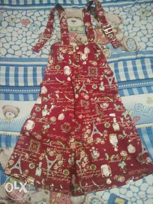 Red And White Printed Rompers