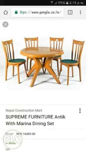 Round Brown Wooden Table With 4 Chairs Set Screenshot