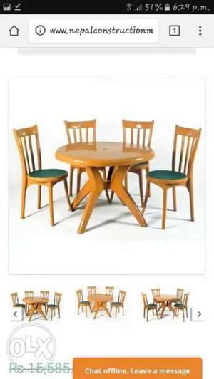 Round Brown fiber Dining Table With Chairs Set