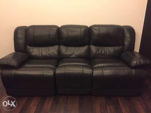 Selling 3 seater and 2 seater black recliner sofa