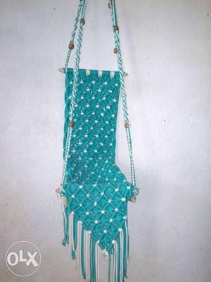 Teal Floral Fabric Hanging Decor