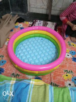 Toddler's Round Pin,yellow And Blue Inflatable Pool