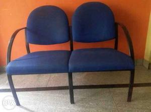 Two Blue And Black Suede Padded 2-seat Bench