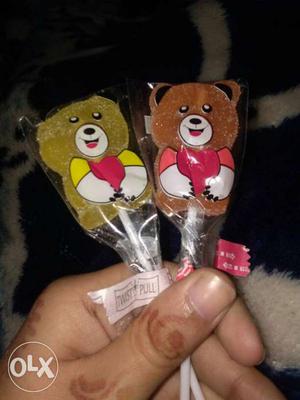 Two Yellow And Brown Bear Lollipops