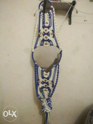 White And Blue Knitted Hanging Decor