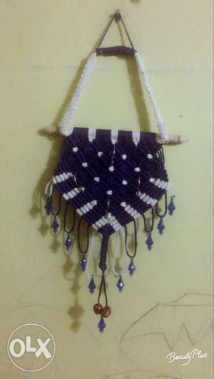 White And Purple Leather Hanging Decor