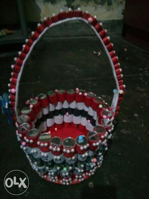 White And Red Basket