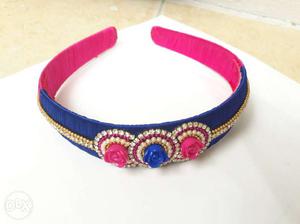 Blue And Pink Floral Headband