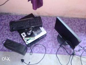 Flat Screen Computer Monitor With Tower, Mouse, Keyboard,