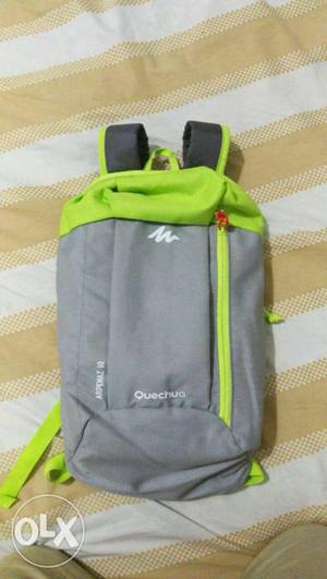 Grey And Green Backpack