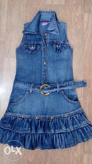 New Blue Denim A-Line dress for kids size 26 for 7-10yrs