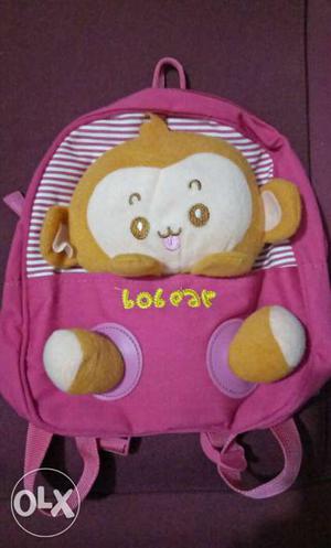 Pink baby bag with soft toy. Suitable for kids 0 - 2