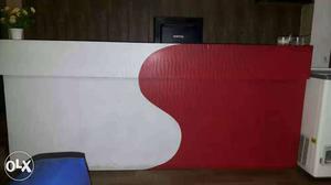 Red And White Rectangular Front Desk
