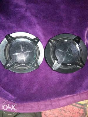 Two Black And Gray Coaxial Speakers