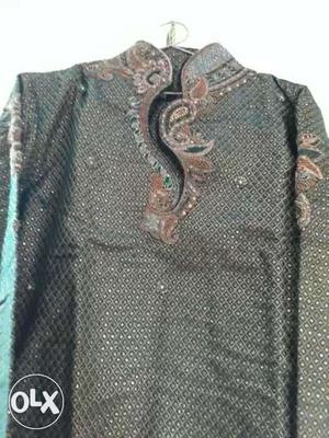 2 heavy embroidered silk sherwani for groom on sale