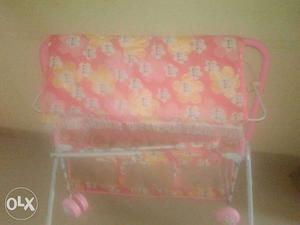 Baby's Red And Yellow Floral Cradle