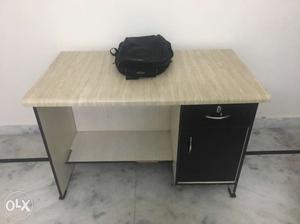 Beige And Black Single-pedestal Desk
