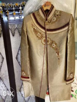 Beige Sherwani Traditional Dress