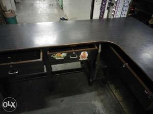 Black And Brown Wooden Sectional Desk