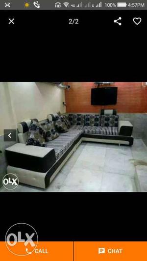Black And Grey Leather Sectional Couch Screenshot