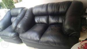 Black Leather 2-piece Sofa Set
