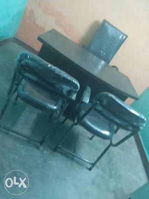 Black Wooden Desk With Chair Set