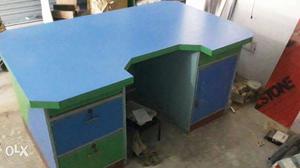 Blue And Green Wooden Desk