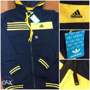 Blue And Yellow Adidas Hoodie Jacket