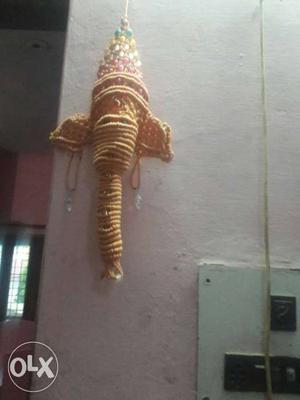 Brown And Pink Ganesha Rope Hanging Decor
