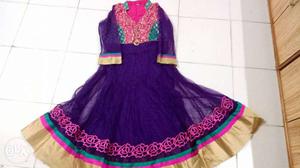 Designer anarkali purple L Size dress with duppata