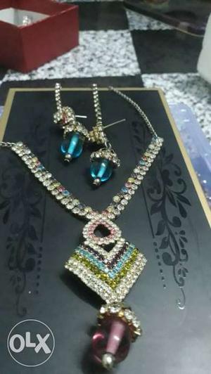 Diamond-embellished Necklace And Pair Of Earrings