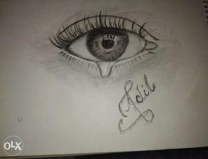 Eye With Tears Pencil Sketch