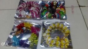 Four Multicolored Beaded Bracelets