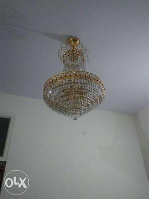 Gold-colored And White Chandelier