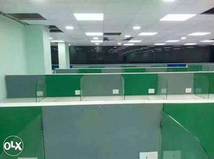 Green And Gray Office Cubicles