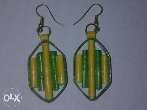 Green, And Yellow Hook Earrings
