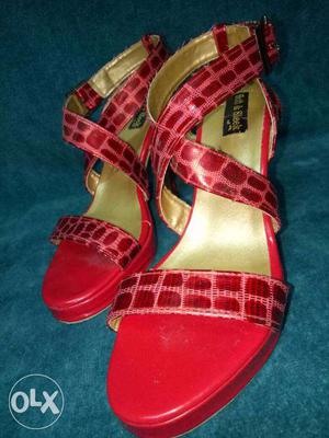 High Heels Ladies Ankle length blood red colour sandle