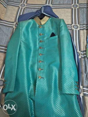 Jade Blue Sherwani marriage 1 Time used only