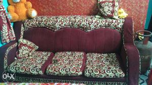 Maroon And Printed Couch