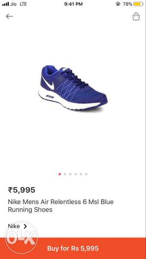 Men's Blue Nike Air Relentless 6 Running Shoes Screenshot