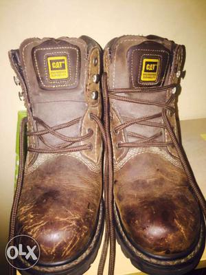 Pair Of Brown Caterpillar Leather Work Boots