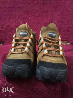 Pair Of Gray-and-black woodland Hiking Shoes